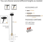 Black Brass Pendant Lights Kitchen Island - Clear Glass Pendant Light Fixture Multiple Stems Rods 3 Units 12 Inch 3 Units 4 Inch (3 Pack Black Brass Downrod)