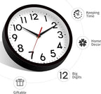 12 Inch Wall Clock Silent Non-Ticking Battery Operated Analog Clock Decorative for Office Kitchen Outdoor Living Room Classroom Bedroom Bathroom School(Black)