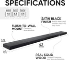 Homeforia Floating Black Shelf 42 inch, High End Solid Real Wood 42 inches Long Floating Shelves for Wall, Black Wooden 42inch Large Floating Shelves, Heavy Duty Bracket, 42 X 6.5 X 1.75 in, Set of 2