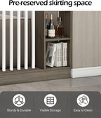 Wall Room Divider, Storage Cabinet Storage Display with Shelves, Modern Freestanding Wood Room Divider Screen, Wall Privacy Screens for Home Decorative (Grey Oak+White,47" L x 9.5" W x 79.5" H)