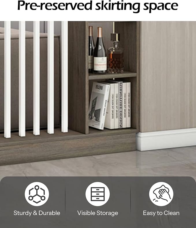 Wall Room Divider, Storage Cabinet Storage Display with Shelves, Modern Freestanding Wood Room Divider Screen, Wall Privacy Screens for Home Decorative (Grey Oak+White,47" L x 9.5" W x 79.5" H)