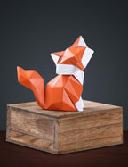 HAUCOZE Fox Figurine Gifts Geometric Sculpture Decor Animal Gifts Statue Polyresin Arts 4.0 inch