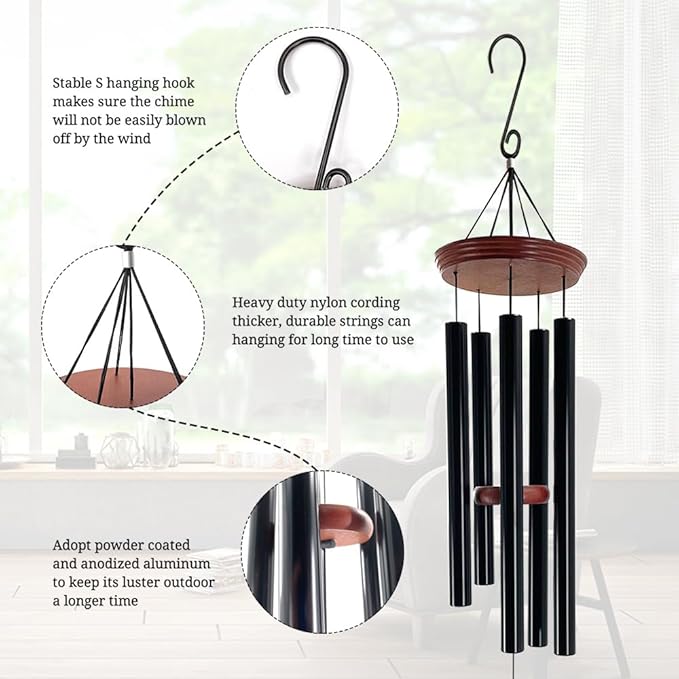 ASTARIN Personalized Wind Chimes Outdoor Deep Tone,35'' Customized Memorial WindChimes for Loss of Loved One,Melody Wind Chime Unique as Sympathy Gift,Home Décor for Garden