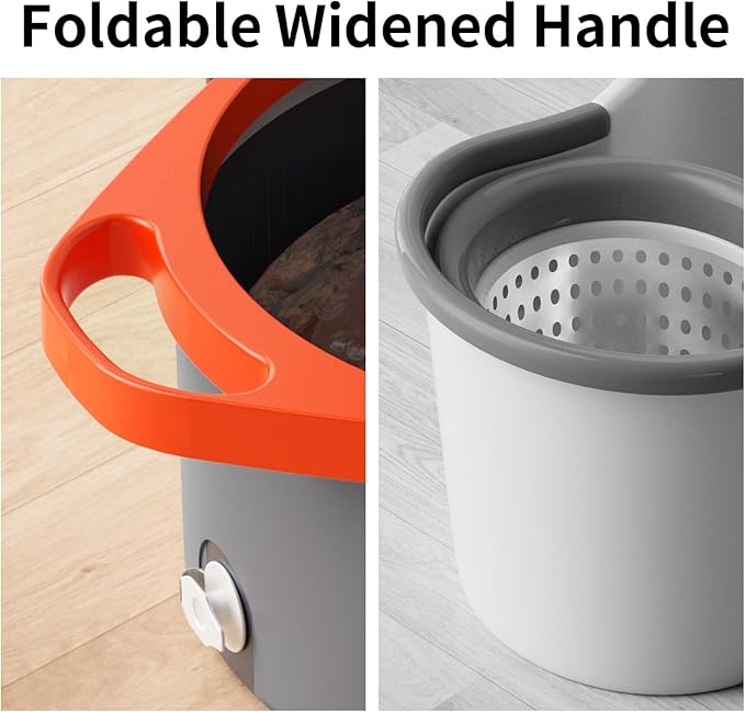 Spin Mop and Bucket Set with Separate Dirty and Clean Water,360° Spin Mop and Bucket System with Widening Foldable Handle,4 Replaceable Mop Pads,Square Mop for Floor Hardwood Tile Marble Wall Cleaning