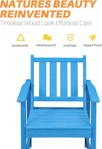 Patio Dining Chair Set of 2, HDPE Outdoor Dining Chair, Ergonomic HDPE Dining Chairs with Deep Seating, All Weather Outdoor Chairs Furniture for Backyard, Deck, Garden, Poolside, Sky Blue
