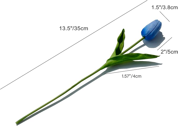Mandy's Artificial Tulips 20 Stems Light Blue PU Faux Flowers for Wedding Home Decor 13.5 Inch