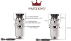 Waste King Garbage Disposal for Kitchen Sink with Power Cord, Compact Food Waste Disposer, L-111