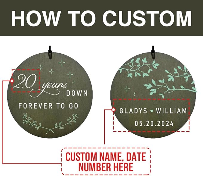 ASTARIN Personalized 20th 50th Anniversary Wind Chime, Happy Anniversary Wedding Valentine's Day Gift for Wife Husband Men Women Sister, Golden Keepsake Decorations for Parents Couples