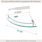 KES Glass Corner Shelf for Bathroom Corner Shelf 2 Pack Tempered Glass Shelf with Rail SUS 304 Stainless Steel Wall Mounted Brushed Finish, BGS2101A-2-P2