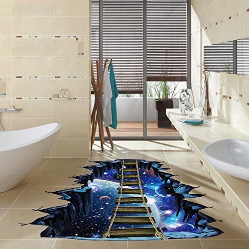 Quanhaigou Blue Galaxy Bridge Wall Sticker,3D Outer Space Decorations Decal for Home Decor Kids Bedroom Large
