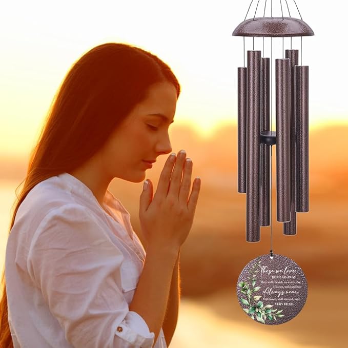 Sympathy Wind Chimes, Personalized Wind Chime for Loss of Loved Father/Mother/Lover, Commemorative Sympathy Bereavement Condolences Gifts for Funeral (36inch)