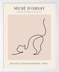 Poster Master Vintage Poster - Retro One Line Cat Drawing Print - Cat Art - Minimal Gift for Men, Women, Animal Lover - Abstract Wall Decor for Home, Office, Bedroom, 16x20 White Framed