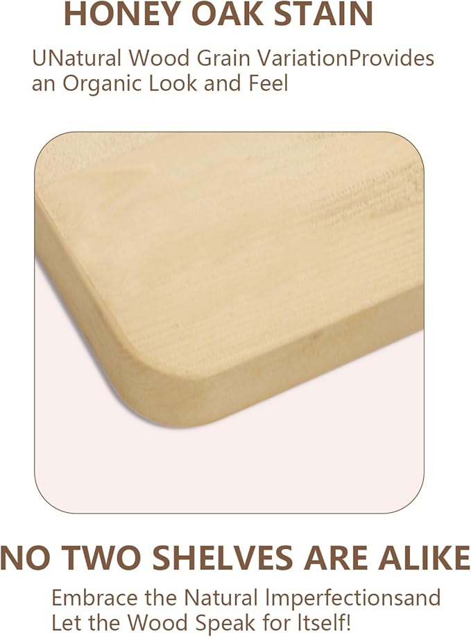 Solid Wood Floating Shelves Set of 2 - Natural, Warp & Crack Resistant 35.43 Inch Wall Shelf with Invisible Brackets Thicker, More Durable for Bathroom, Bedroom, Kitchen, Living Room (Wood, 35.43)