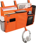 Surblue Caddy Hanging Organizer Bedside Storage Bag for Bunk and Hospital Beds, Orange, L