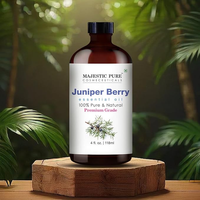Majestic Pure Juniper Essential Oil with Glass Dropper - Huge 4 Fl Oz - 100% Pure and Natural Juniper Oil - Premium Grade Essential Oils for Diffuser, Aromatherapy, Soap and Candle Making