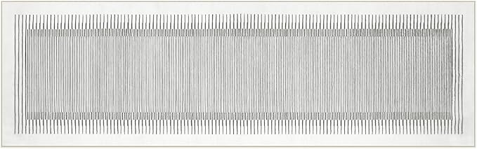 Wonnitar Washable Striped Runner Rug 2'6"x8', Non-Slip Berber Stripe Hallway Runner, Low Pile Minimalist Kitchen Soft Carpet Runner for Bedroom Bathroom Laundry Entryway (Grey, 2'6" x 8')