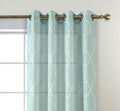 MIUCO Moroccan Embroidery Semi Sheer Curtains Faux Linen Grommet Panels for Living Room 52 x 84 Inch 2 Panels Set, Subtle Green