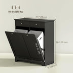 HOMCOM Laundry Hamper Cabinet with 2 Removable Baskets, Tilt Out Laundry Hamper Cabinet with 2 Drawers and 2 Beadboard Doors, Laundry Cabinet Bathroom Storage Cabinet, Black