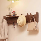 Wall Mounted Piano Key Hanger | Flip Style Hook | Entrance Wall Art Hook, Made of Oak Wood (3 Times Painted, 4 Times Polished) (Fence Walnut, 10Hooks)