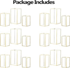 Hewory Glass Hurricane Candle Holder Set of 18, Gold Large Hurricane Centerpiece for Table, Tall Floor Square Pillar Candle Holders Lantern Set for Wedding, Anniversary, Party, Fireplace, Dining Room