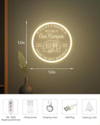 Camper LED Neon Sign for Camping Party Decor, Dimmable Neon Wall Lights Signs for Backyard Patio Garden BBQ Touring Car Decoration, 3D Art Light Up Sign for Housewarming Birthday Gifts