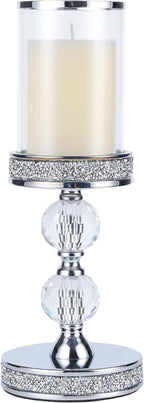 Candle Holders for Pillar Candle, Pillar Crystal Candle Holders, Candlesticks Holder for Wedding, Dining Coffee Table, Centerpieces, Home Decor CH00XM