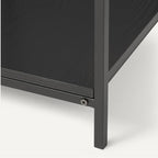 Amazon Basics - End Table with Bottom Shelf, Living Room Side Table, Steel Frame, Wooden Black