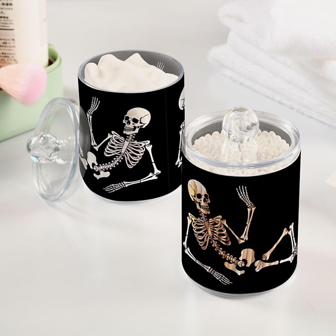 Halloween Skull 2PC Airtight Transparent Glass Storage Jar, Food Storage Container Glass, Can Store Candy, Salt, Coffee Beans, With lid, Easy To Use…
