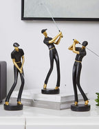 HAUCOZE Golf Figurine Statue Golfer Decoration Arts Home Decor Sculpture Polyresin Black 9.6 inch