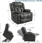 PARKOL Power Lift Recliner Chair for Elderly Breathable Leather Recliner Chair with Massage and Heat,2 Cup Holders,Electric Stand Assist,USB Ports,Gifts for Family (Beige)