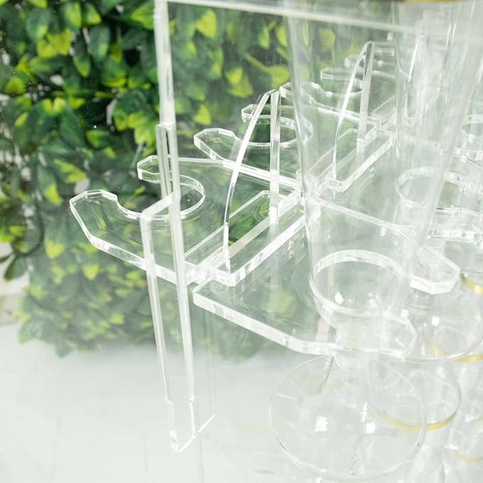 Tableclothsfactory 20 Pack | 3" Clear Acrylic Glass Holder Hooks for Double Side Display On Champagne Rack Stand