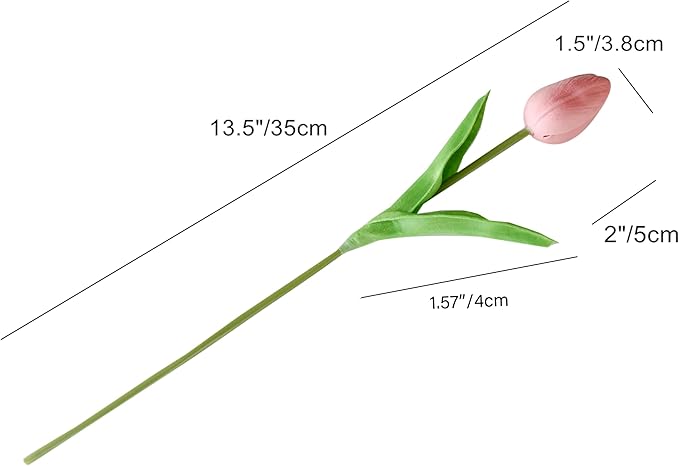 Mandy's Artificial Tulips 20 Stems Dusty Pink PU Faux Flowers for Wedding Home Decor 13.5 Inch