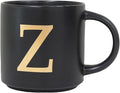 COLLECTIVE HOME - Monogram Ceramic Mugs, 15 oz Golden Initial Black Coffee Cups, Elegant Alphabet Tea Mugs, Elegant Personalized Mug with Gift Box, Unique Mug with Double Side Capital Lette (Z)