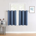 ChrisDowa Small Window Curtains for Kitchen and Bedroom - Grommet Short Thermal Insulated Room Darkening Curtains (2 Panels, Stone Blue, 52 x 36 Inch)