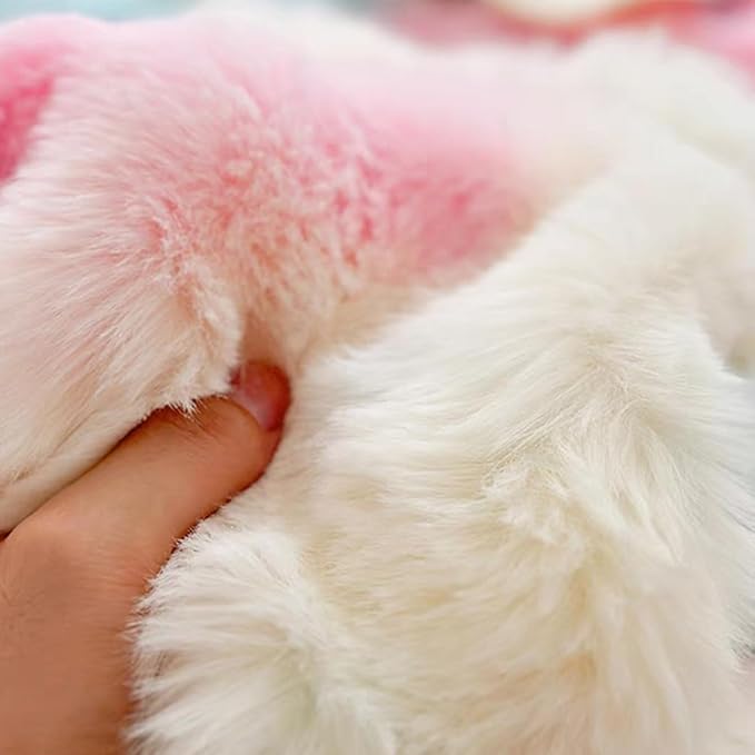 RYNGHIPY Faux Fur Throw Blanket Tie Dye Colorful Rainbow Blanket for Couch Plush Fluffy Faux Rabbit Fur Decoration Blanket for Sofa Chair Bed (Rainbow, 63''x79'')