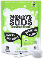 Molly's Suds Dishwasher Powder | Clean Dishwasher Detergent, Cuts Grease & Rinses Clean (Residue-Free) for Sparkling Dishes | 60 Loads (Citrus)