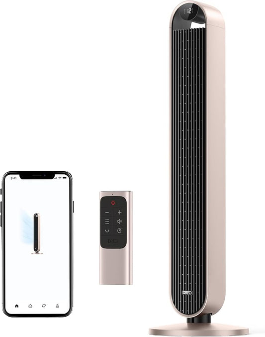 Dreo Smart Tower Fan Voice Control, 120° Oscillating Fan Works with Alexa/Google/App/Remote, 42 Inch, 25dB Quiet DC Bladeless Fan for Bedroom,12 Speeds, Floor Fan for Home, Office, Pilot Max S