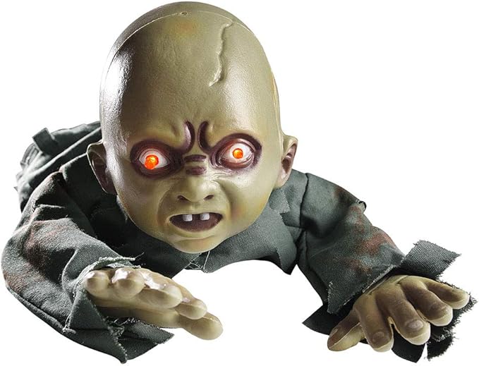 AW Halloween Animated Decoration Crawling Baby Zombie Scary Sound Sensor Activated Ghost Baby Doll Haunted House Flashing Eyes Party Outdoor Decor 2025