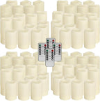 Set of 72 Flameless Led Battery Opeated (D2.2'' x H4''5''6'') Waterproof Outdoor Indoor Candles with 10-Key Remotes and Cycling 24 Hours Timer