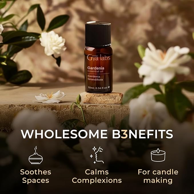 Gya Labs Gardenia Essential Oil for Diffuser - 0.34 Fl Oz - 100% Pure Natural Gardenia Oil for Skin, Aromatherapy & Candle Making Scent