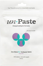 New Formula, Unpaste Toothpaste Tablets, Fluoride Mint, Xylitol Free, Vegan, Plastic Free, Travel-Friendly, Resealable Packet, 250ct, 4 Month Supply
