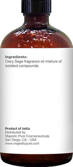 Majestic Pure Clary Sage Essential Oil with Glass Dropper - Huge 4 Fl Oz - 100% Pure and Natural Clary Sage Oil - Premium Grade Essential Oils for Diffuser, Aromatherapy, Soap and Candle Making