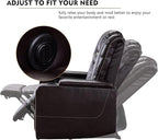 CANMOV Electric Power Recliner Chair with USB Ports and Cup Holders, Breathable Leather Home Theater Seating with Hidden Arm Storage (Brown)