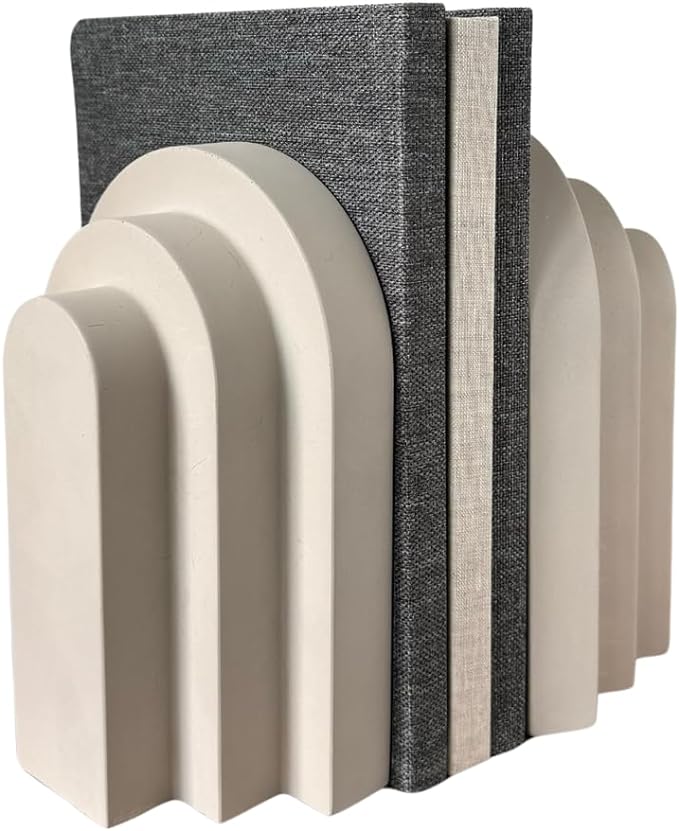 OAKOA Concrete Heavy Book Ends Decorative - Decorative Bookends for Heavy Books - Book Ends for Shelves Decorative - Heavy Duty Bookends for Shelves Decorative - Modern Bookends Decorative