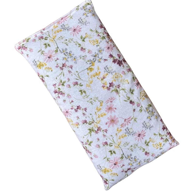 Large Microwave Heating Pad with Flax Seed, Scented or Unscented, Good For Back Pain or Cramps, Moist Heat Therapy or Ice Pack, Microwavable Bean Bag, 6" x 12" (Flannel Floral, Chamomile)
