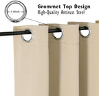 ChrisDowa Small Window Curtains 40 inches Long for Bedroom - Grommet Short Thermal Insulated Room Darkening Curtains for Kitchen (2 Panels, Biscotti Beige, 29 x 40 Inch)