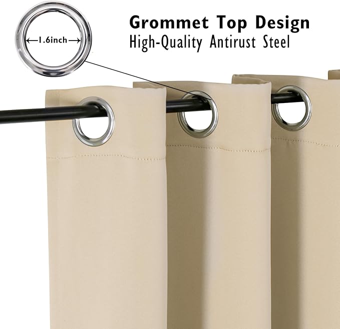 ChrisDowa Blackout Curtains 54 inches Long for Bedroom - 2 Panels Set Grommet Thermal Insulated Room Darkening Curtains for Living Room (Biscotti Beige, 52 x 54 Inch)