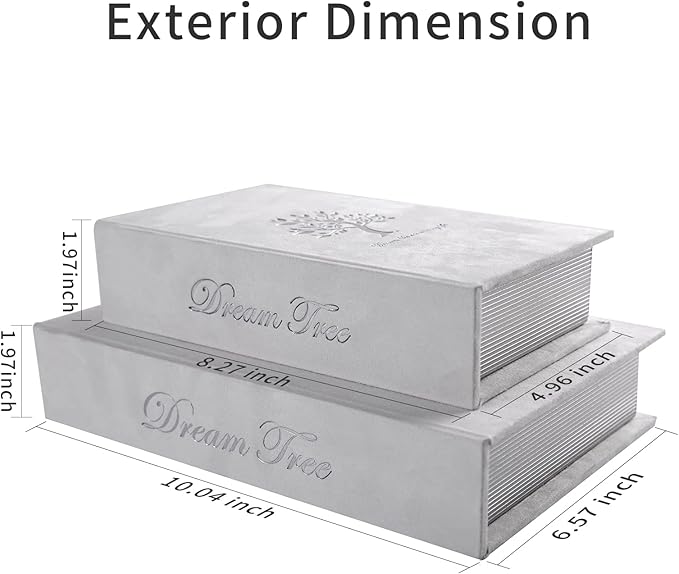 Decorative Book Boxes: Faux Books for Coffee Tables and Bookshelves, Home Decor Set of 2 Fashion Storage Boxes (Dream Tree)