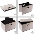 PRANDOM Large Foldable Storage Bins with Lids [3-Pack] linenFabric Decorative Storage Boxes Organizer Containers Baskets Cube with Handles Divider for Bedroom Closet Office Light Grey(17.7x11.8x11.8)