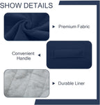 MeMoreCool Square Stuffed Pouf Ottoman Foot Rest, Floor Pouf Foot Stool with Foam Chunk Filling, Soft Stuffed Ottoman Footrest for Living Room, Navy